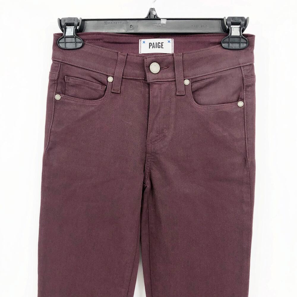 PAIGE Women's Verdugo Ankle Skinny Jeans 24 00 Dark Red Coated Mid Rise NWOT - Picture 4 of 12